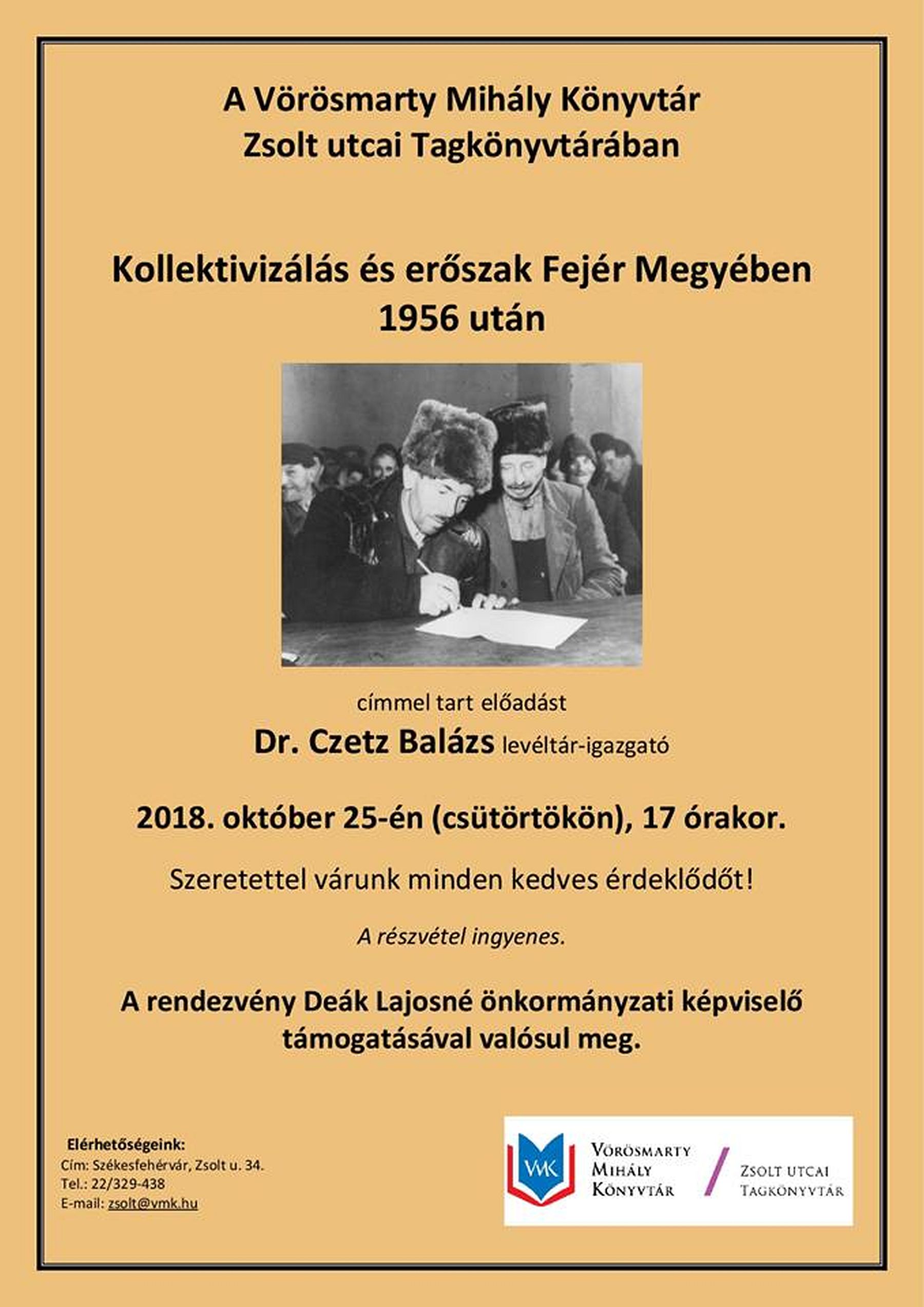Kollektivizálás és erőszak Fejér megyében 1956 után - Czetz Balázs levéltár-igazgató előadása